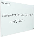 Magnetic Glass Writeboard 48"X36" Premium Tempered Dry Erase Boards Wall by YoupuStationery
