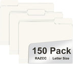 File Folder, RAZCC 150 Pack 1/3 Cut Tab File Folders Letter Size, Folders by RAZCC