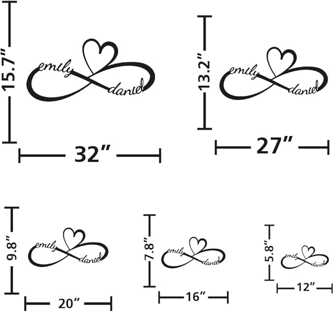 Personalized Valentines Day Metal Wall Sign, Custom Infinity Heart Love Couple - Image 4