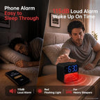 auroracalm extra loud alarm clock for heavy sleepers shown in use