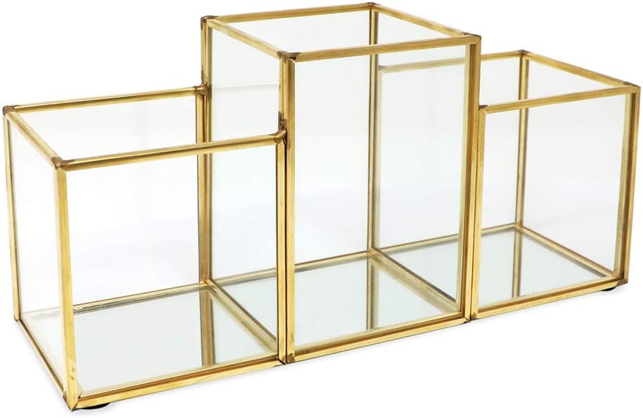 Isaac Jacobs 3-Compartment Organizer with Mirror Base 9.3"L x 3.1"W...