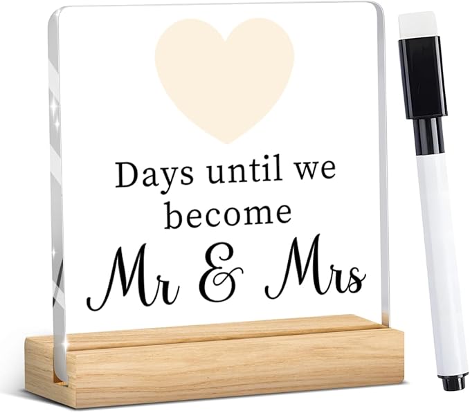 Wedding Engagement Gifts for Couples, Funny Wedding Countdown Acrylic Sign by YUANHAO