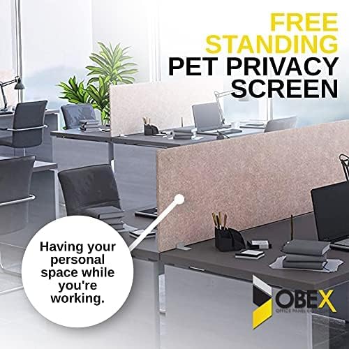 OBEX Free Standing Desk PET Privacy Screen, Table Top Home & Office Furniture - Image 6