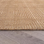 rugshop modern grid indoor outdoor runner rug sand/natural, side view