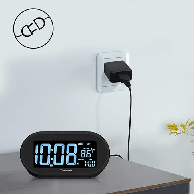 DreamSky Alarm Clocks for Bedrooms, Auto Set Digital Desk Clock for Bedside - Image 2