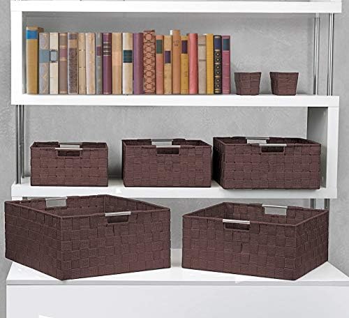 Sorbus Baskets for Organizing, 7-Piece Hand-Woven Storage Set (Chocolate)