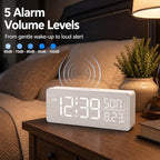 peakeep wooden digital alarm clock large display, textured, package contents