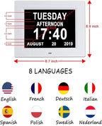 Aowasi 8 Alarms Digital Clock, Extra Large Display Wall Digital Day Calendar - Image 2
