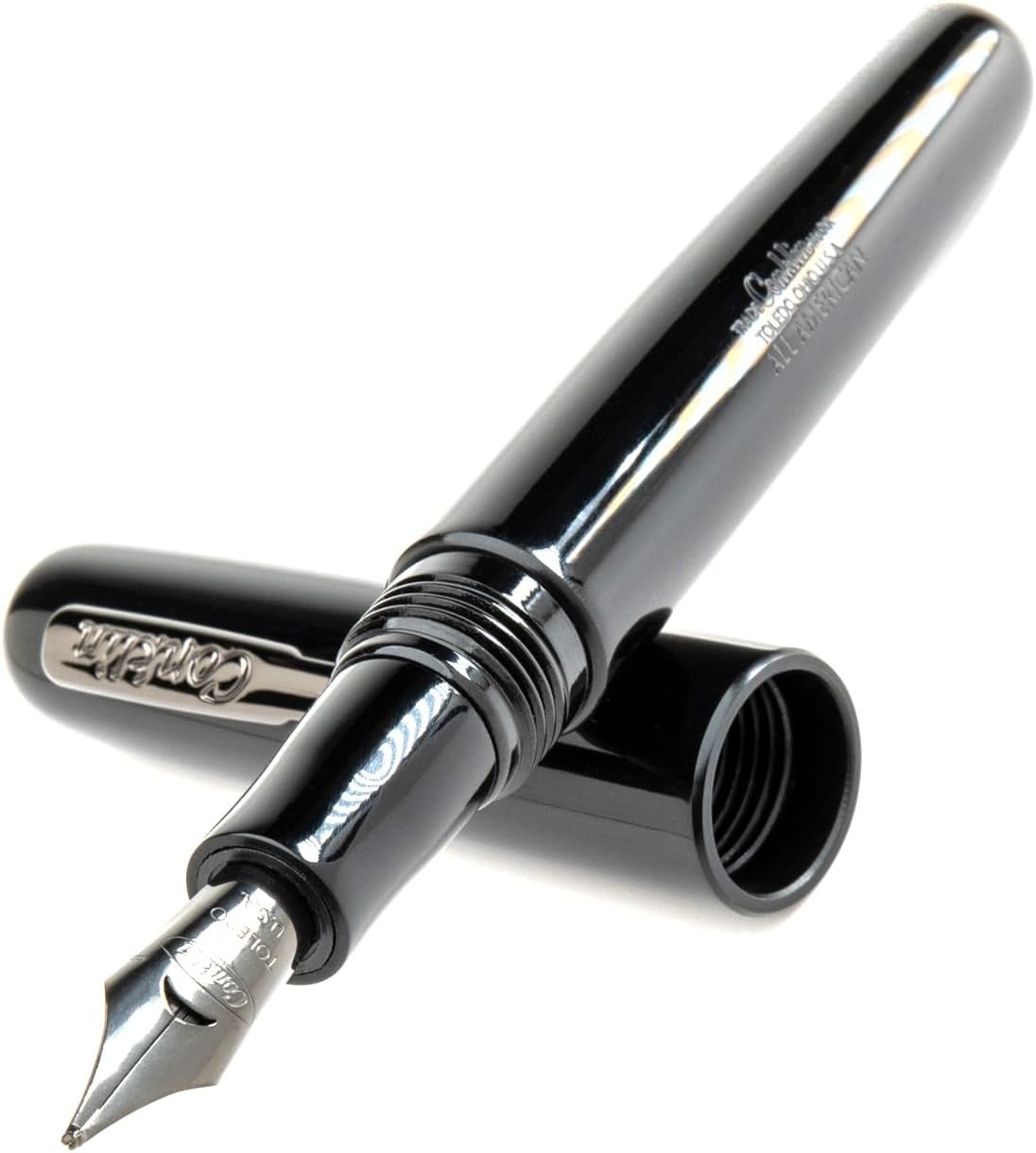 Conklin All American Fountain Pen in Black – Medium Nib, Timeless Design &