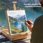 wooden tabletop easel, adjustable sketch box easel with on a desk or shelf