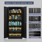 guizeeopo metal storage cabinet with adjustable shelves, garage showing dimensions