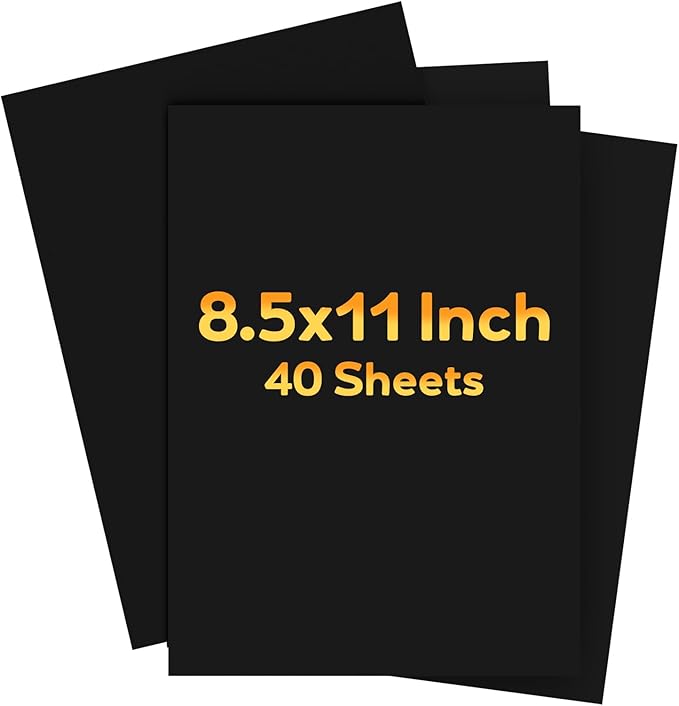 Black Cardstock 8.5 x 11 Card Stock Construction Paper, 40 Sheets Black Paper by WelcometoVishoitty
