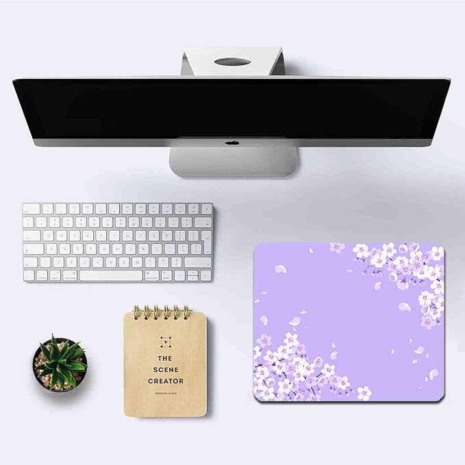 IMAYONDIA Cute Purple Mouse Pad, Floral Flowers Mouse Pad, Sakura Cherry - Image 6