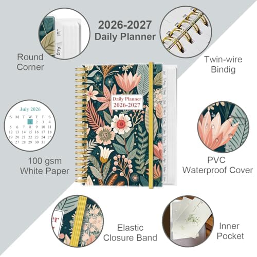 2027 Daily & Monthly Planner - One Page Per Day, Daily Planner from Janua...