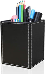 KINGFOM PU Leather Square Pens Pencils Holder Cup Desktop Stationery Organizer - Image 4