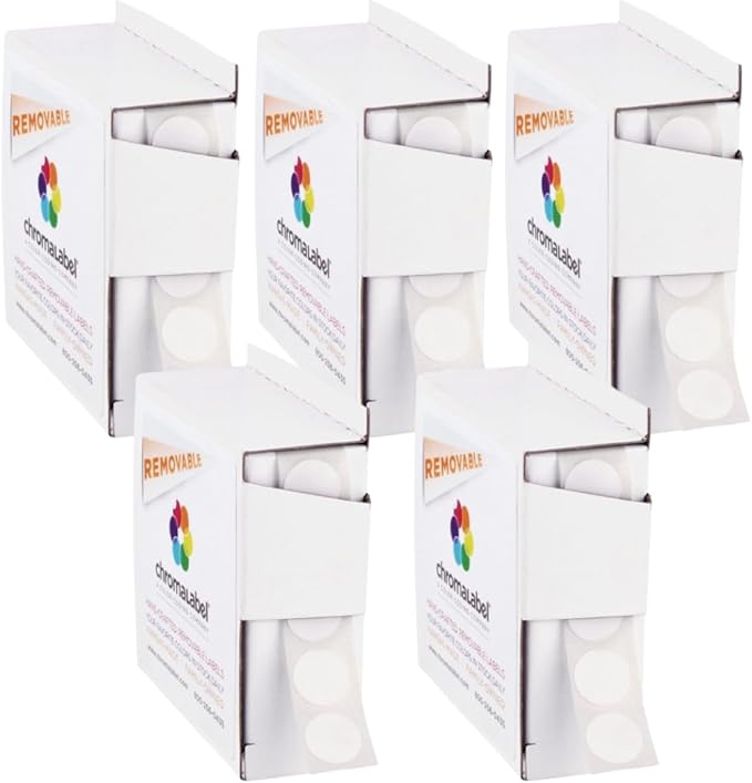 ChromaLabel 1/2 Inch White Circle Sticker Labels, Small Round Easy Peel Price by ChromaLabel