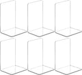 VFINE Acrylic Bookends 6 Pieces, Clear Book Ends for Shelves, Book Holders for Shelves, Transparent Book Dividers for Shelves, Stylish Book Stopper Organizer for Home Office Desktop Supplies