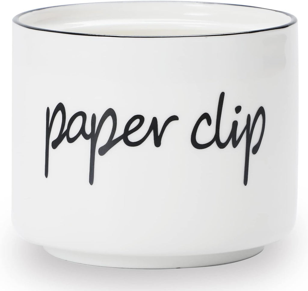 Farmhouse Ceramic Paper Clip Holders (White) | Ceramic, farmhouse, paper & binder clips, push pin organizer, desk decor, cute, durable, easy-clean, compact,versatile