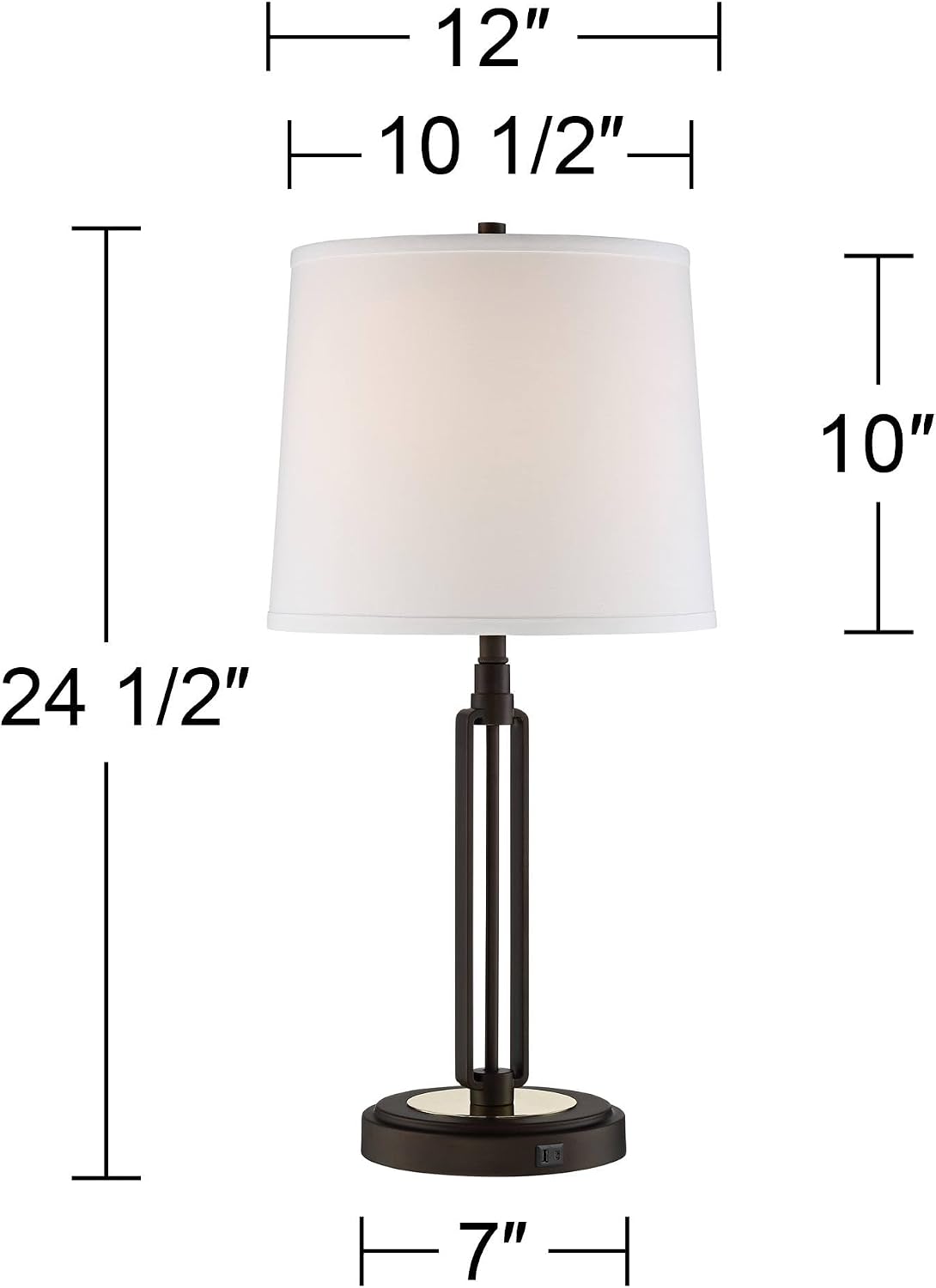 Javier 24 1/2" High Table Lamp USB and Outlet Bronze Brown Plug