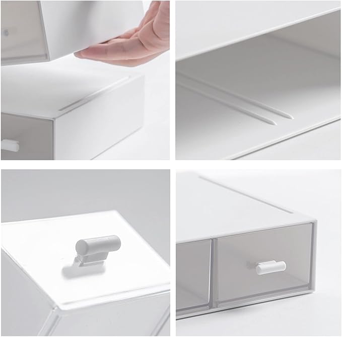 Desk Organizer-Stackable Storage Drawers, Plastic Compact Desk Storage Box - Image 4