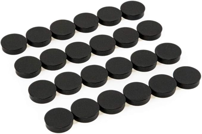 Bullseye Office 24 Round Black Fridge Magnets, Button Shaped, Small Colorful by BullseyeOffice