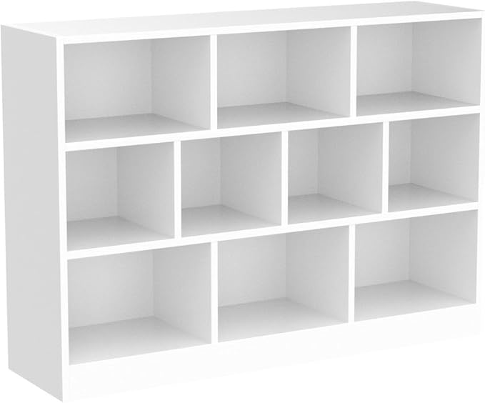 Cozy Castle White Bookshelf, 3-Tier Open Shelf Bookcase, 10 Cube Storage - Image 4