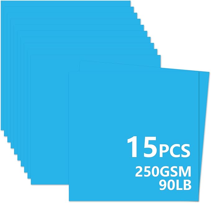 15 Sheets Blue Cardstock 12"x12", 250gsm/90lb Heavyweight Cover Cardstock Paper by Bazyrock