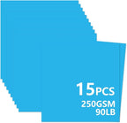 15 Sheets Blue Cardstock 12"x12", 250gsm/90lb Heavyweight Cover Cardstock Paper by Bazyrock