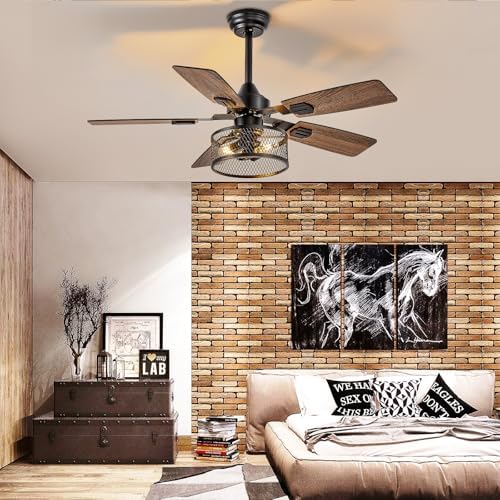 depuley 42-inch ceiling fans with lights: caged ceiling, view 9