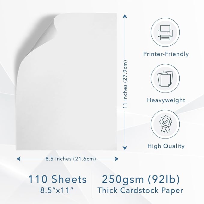 MOS White Cardstock Paper 8.5 x 11 Inch — Heavyweight Letter Size Card Stock - Image 2