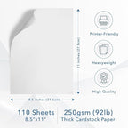 MOS White Cardstock Paper 8.5 x 11 Inch — Heavyweight Letter Size Card Stock - Image 2