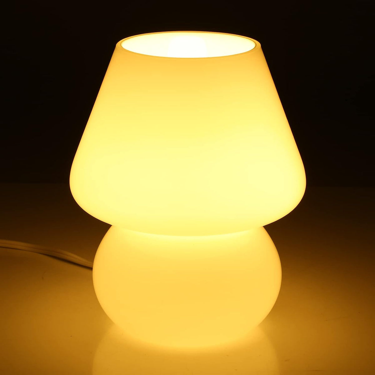 BSOD Mushroom lamp,Glass Mushroom Bedside Table Lamp Translucent Murano Vinta...