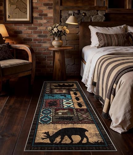 yihouse washable rustic cabin runner rug 2x6 hallway, side view