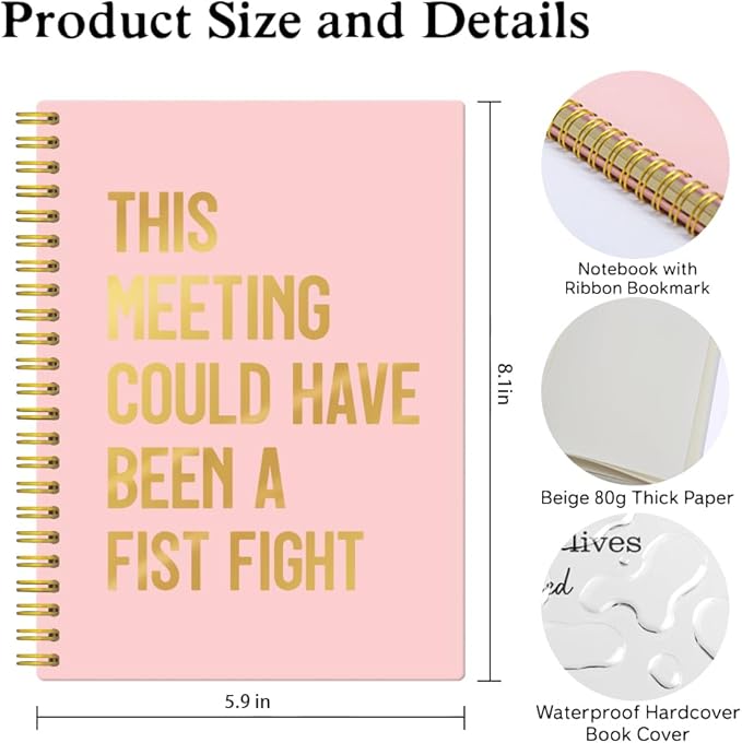 XQLZY This Meeting Could Have Been A Fist Fight Pink Gold Spiral Notebook - Image 2