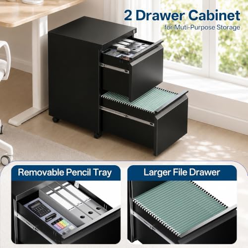 fully assembled 2 drawer mobile file cabinet with, view 10