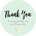 easykart labels 400 Thank You for Supporting My Small Business Sticker Labels | Light Green Color with Gold Foil Hearts | 1.5" Round in Roll | Highly Recommended for Small Business Owners