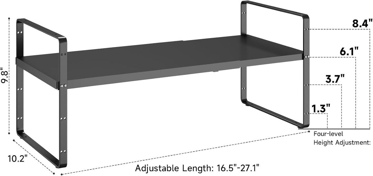 16.5~27.1" Expandable Shelf，2Pack 10.2" Wide Adjustable Height Cabi...
