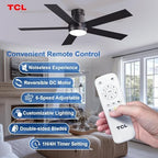 tcl 52" black flush mount ceiling fan with shown in use