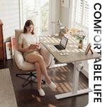 CubiCubi Electric Standing Desk 48 x 24 Inch, Height Adjustable Sit Stand Desk with Memory Presets, Splice Desktop Computer Desk for Home Office, White Frame/Light Walnut Top
