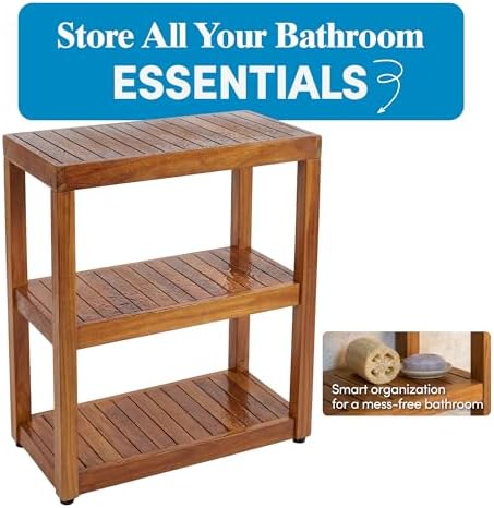 AquaTeak 12" Original Sula Rectangle Teak Bathroom Stand - Shower Stand ...