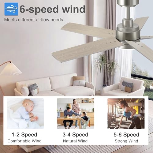 52 inch brushed nickel ceiling fan with light showing dimensions