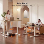 CubiCubi Electric Standing Desk 48 x 24 Inch, Height Adjustable Sit Stand Desk with Memory Presets, Splice Desktop Computer Desk for Home Office, White Frame/Light Walnut Top