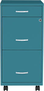 Lorell LYS SOHO Box/File/File Teal Mobile Cabinet, 3 Drawer - Image 3