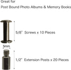 30 Pack Chicago Screws and Extention Posts for Binding Extending Scrapbook Photo Album Refill Pages Compatible with Pioneer Photo Albums (Silvery, Diameter 5mm)
