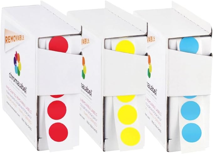 ChromaLabel 1/2 Inch Removable Circle Sticker Labels, High Visibility Round by ChromaLabel
