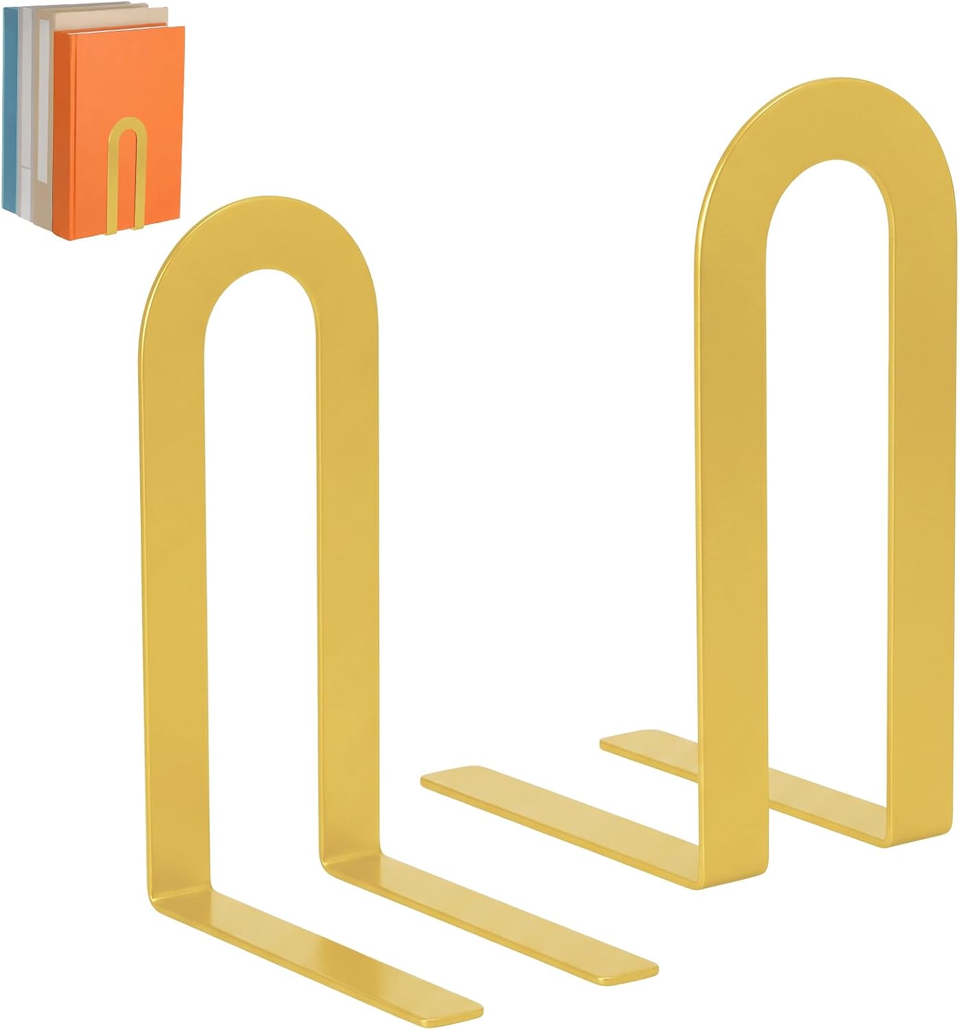 2 Pcs Metal BookEnds, Gold,Round