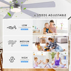asyko 46" silver 6-blade modern low profile ceiling, view 9