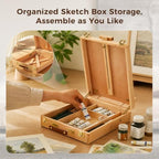 wooden tabletop easel, adjustable sketch box easel with, close-up detail