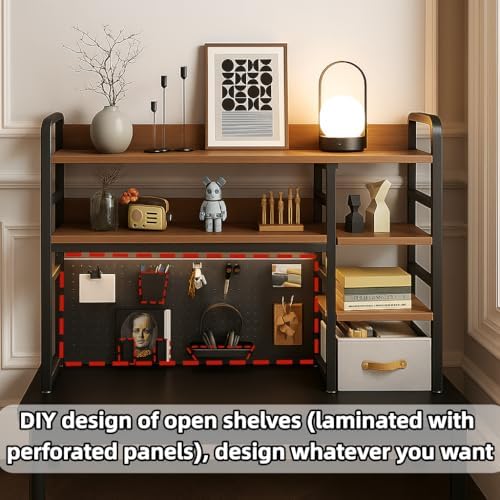 Desktop Bookshelf, pegboard Storage and Organization Rack, Dorm Desk Shelf, D...