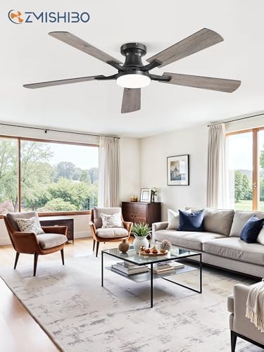 zmishibo 52 inch ceiling fans with lights, remote&app, front angle view